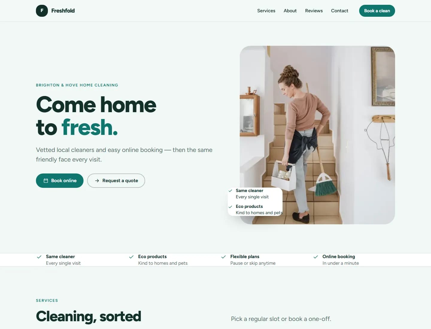 Cleaning company website concept: Freshfold
