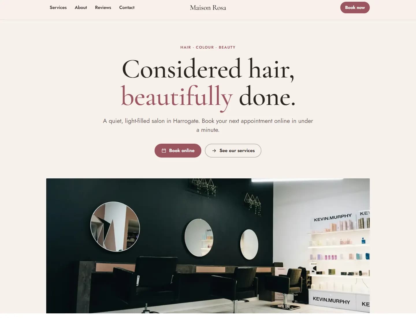 Beauty salon website concept: Maison Rosa